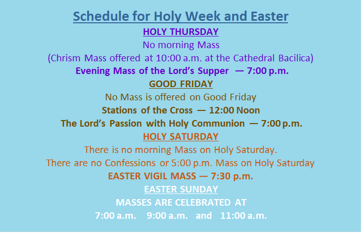 Schedule for Holy Week